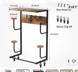 Motorcycle helmet holder wall-mounted Hemet rack with 4 glove chips & hooks is