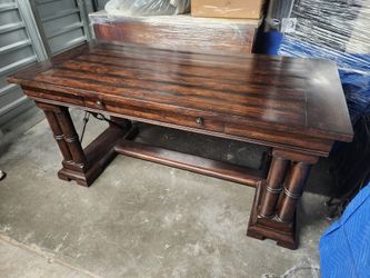 Large Dark Wood Executive Writing Desk