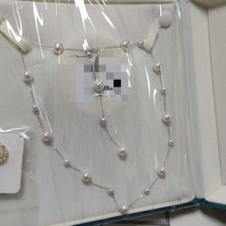 18K White Gold Long Necklace Three Ways To Wear 