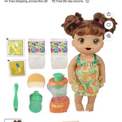 Baby Alive Magical Mixer Baby Doll Tropical Treat Drinks Wets Eats w/ Accessories