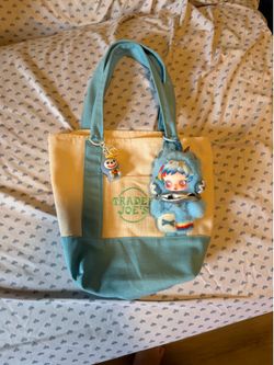 Pastel Blue Trader Joe’s Tote w/ Rainbow Dash Skull Panda Charm