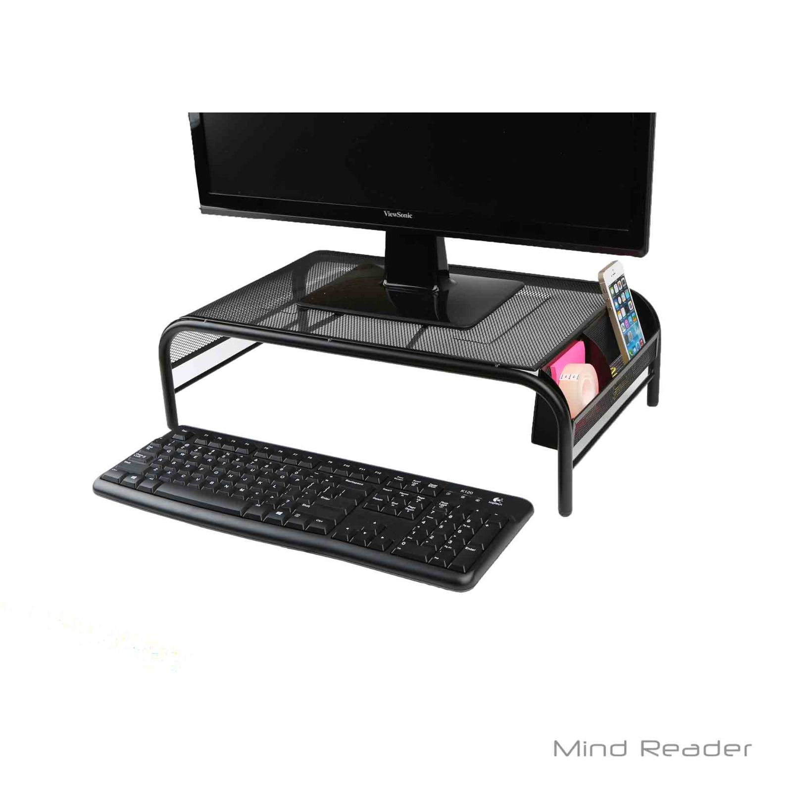 Mind Reader Monitor Stand, Monitor Riser for Computer, Laptop, Desk, iMac, Metal Mesh, Black