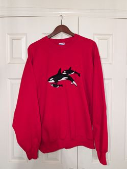 Vintage Embroidered Orca Whales Crewneck