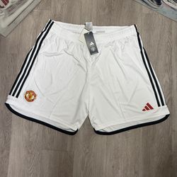 Manchester United Adidas Home Shorts Mens 2023/24 White XL, 2Xl, 3Xl NEW