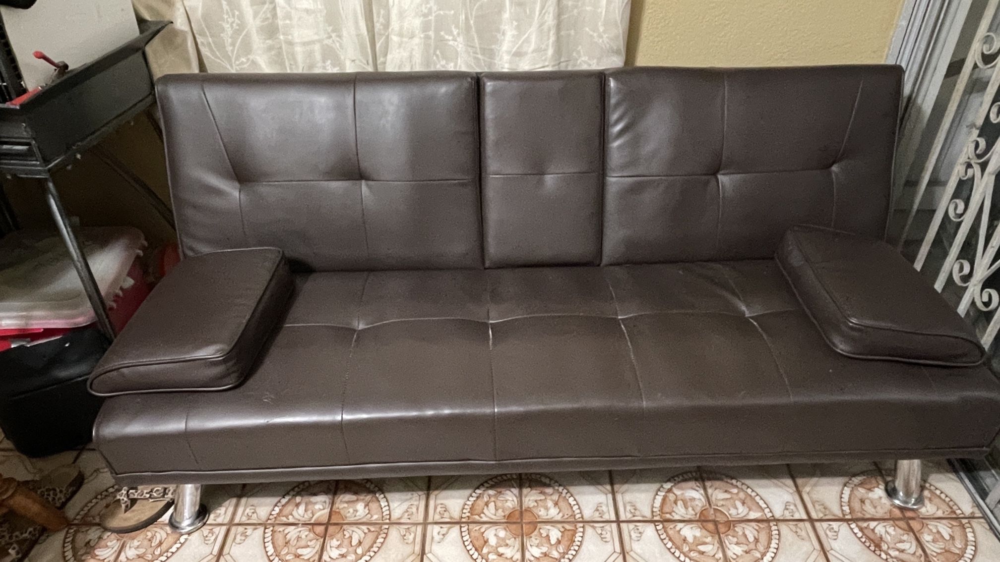Leather sofa bed