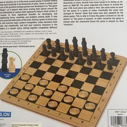 2- In -1 Wooden Chess & Checkers Board Game Set