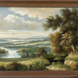 Serenity By The River Landscape Oil Painting 