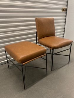 Modern Leather Chair and Ottoman Set