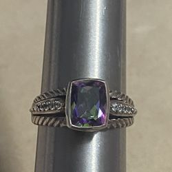 Sterling Sliver Ring with amethyst-colored gemstone