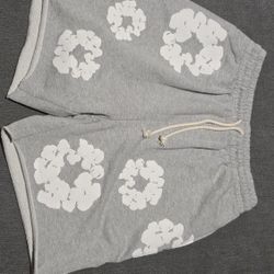 Gray Denim Tear Shorts