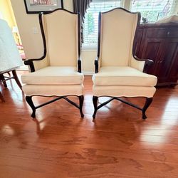 Set of 2 Traditional Wingback Accent Chairs – Solid Wood