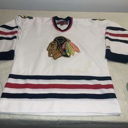 Chicago Blackhawks Jersey White Pro Player Mic Mens Medium 90s Vintage NHL Euc