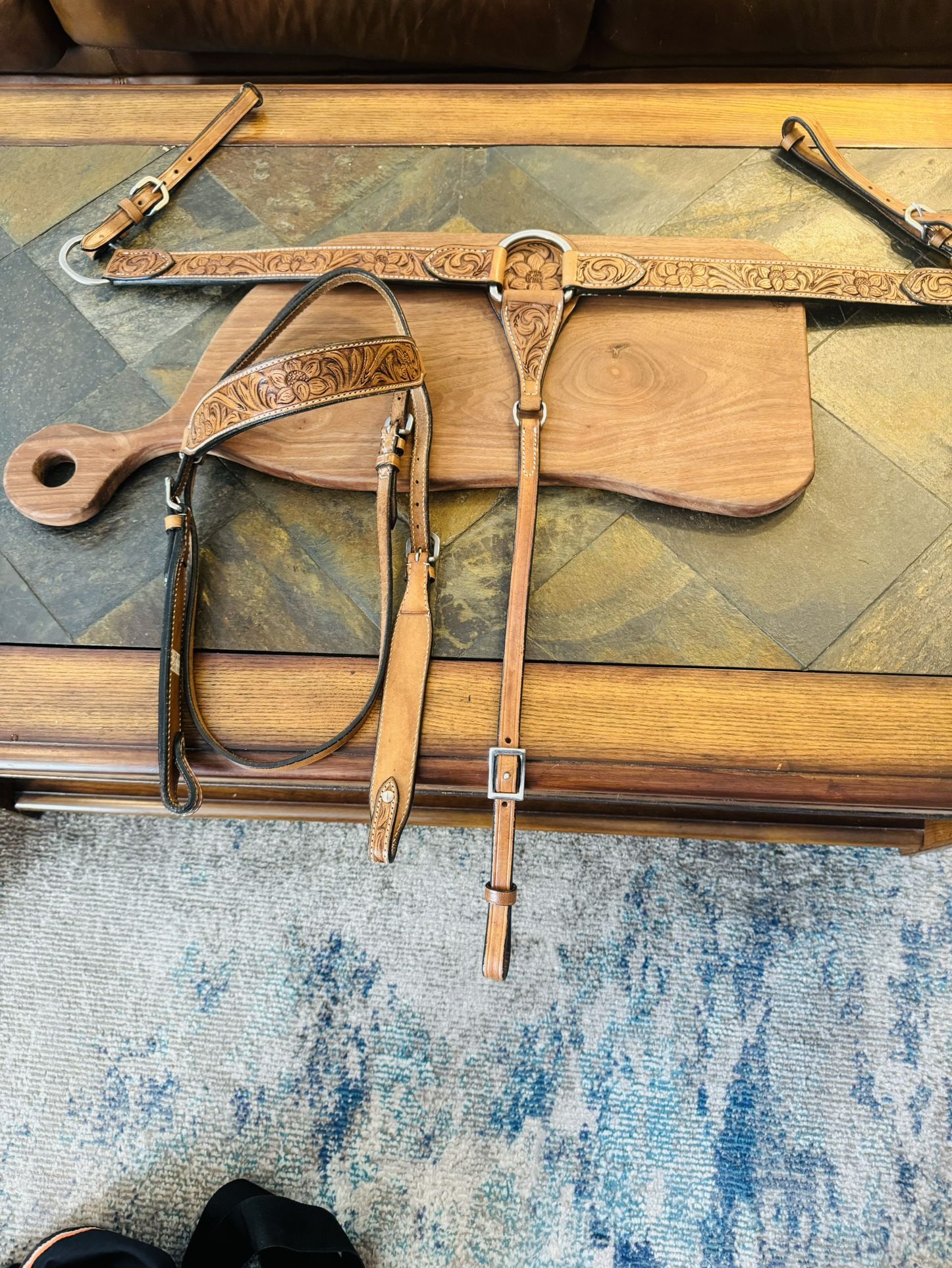 Leather Tooled Cob Bridle And Breast Plate