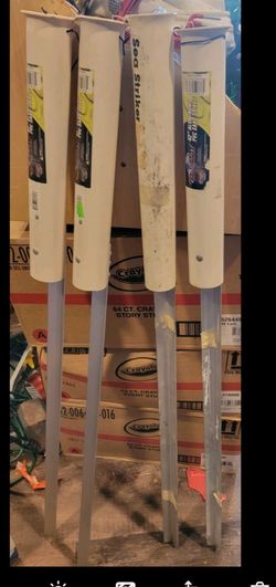 ☆●Sea Striker 42" Aluminum PVC Ground Rod Holders White Set of 4