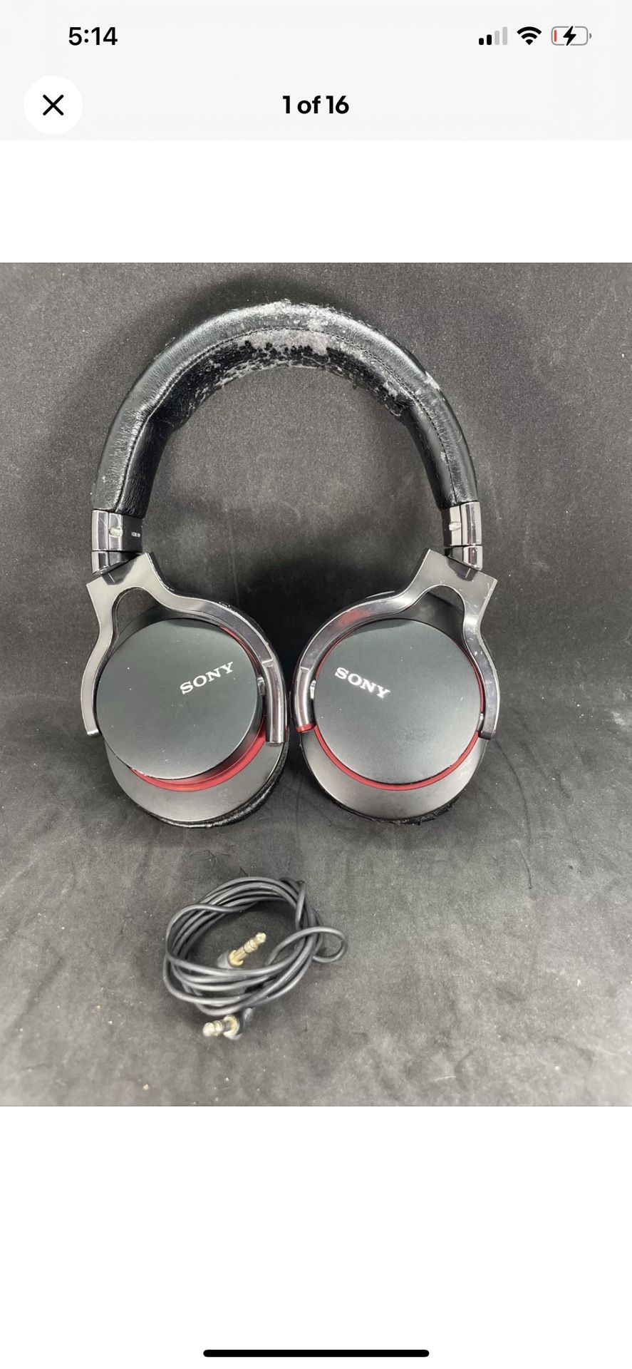 Sony MDR-1R Wired Headphones with 3.5mm stereo jack.  Black/Red Working