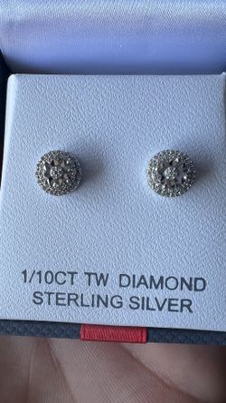 1/10th Ct Sterling Silver Earrings 