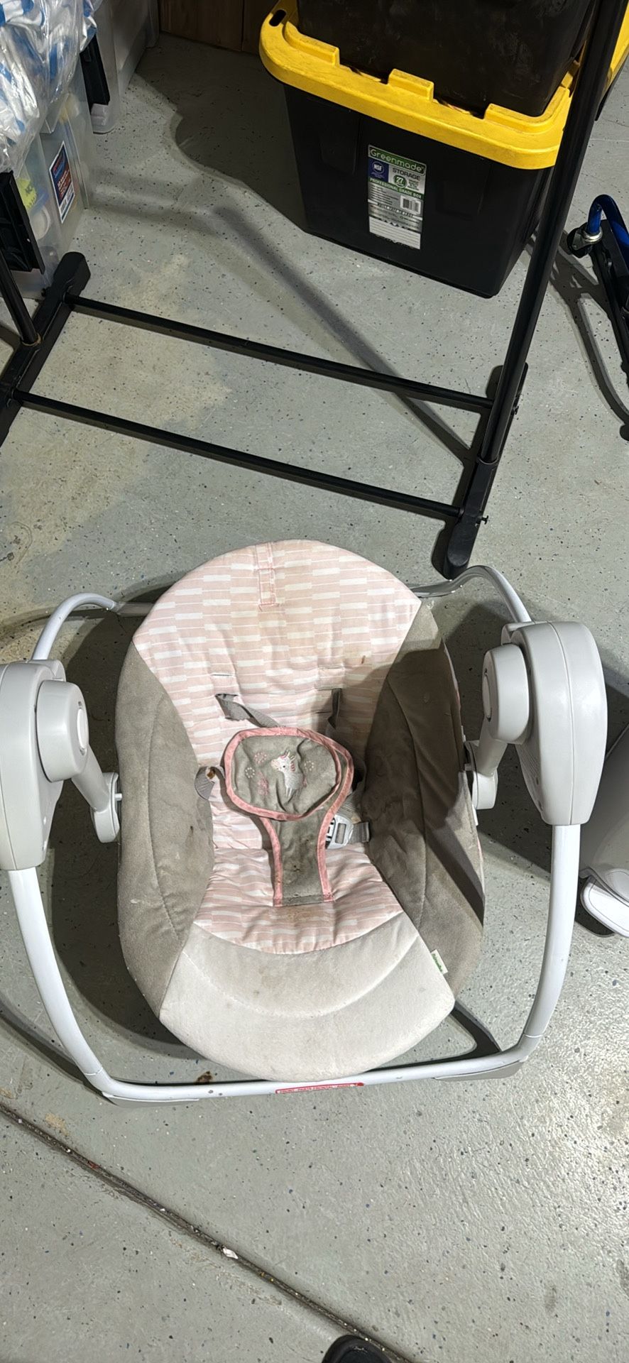 Rocking Pink &Gray Baby Swing W Music