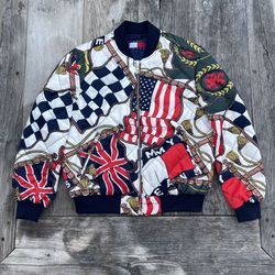 2017 Tommy Jeans Flags Quilted Bomber Jacket Size Medium