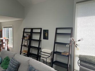 3 Pottery Barn Dark Brown Leaning 5-Shelf Bookshelves