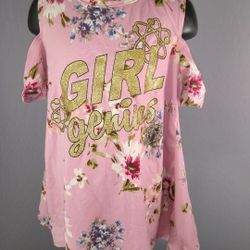 Girls 5/6 pink floral "girl Genius" shirt
