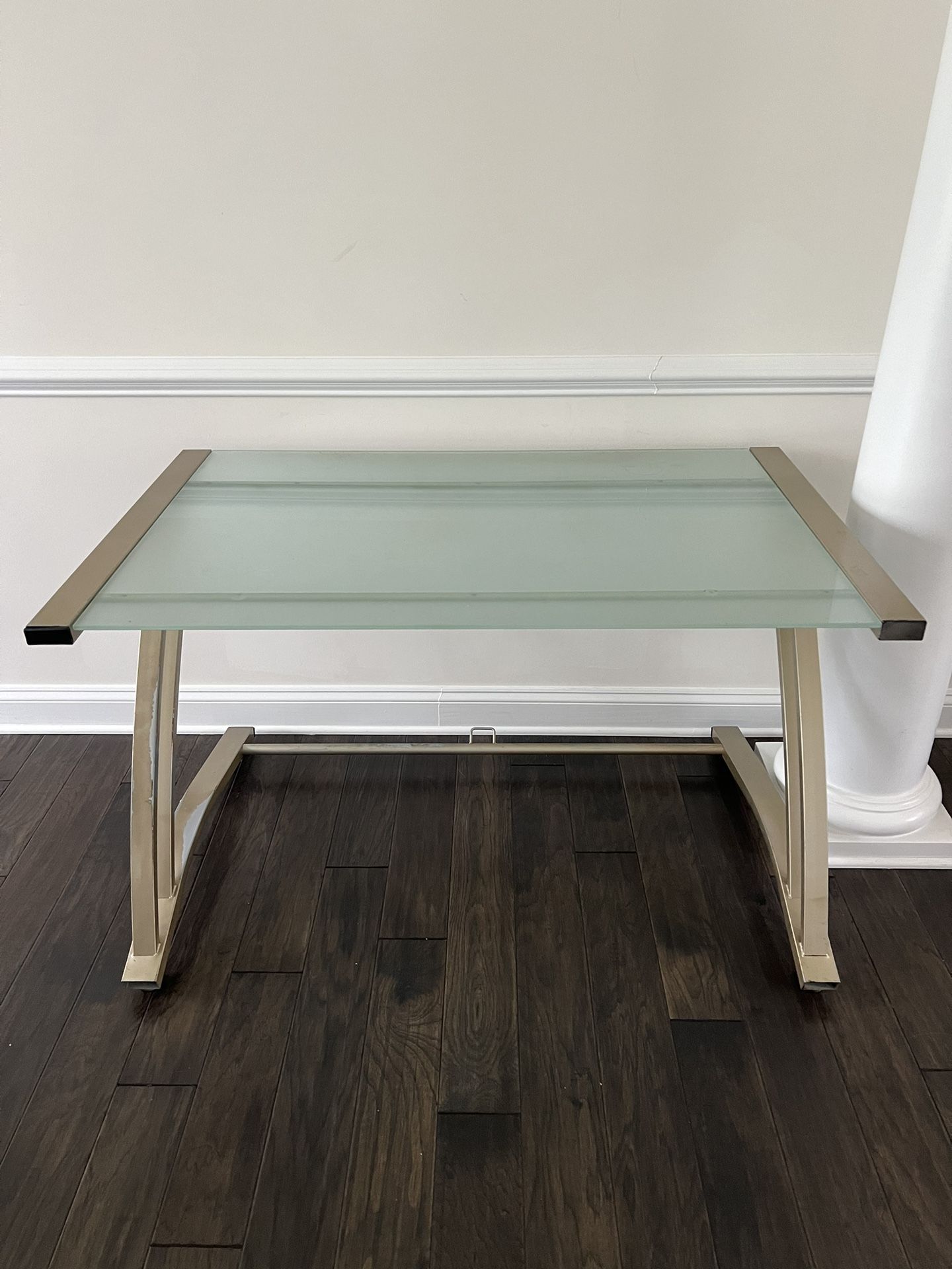 Champagne Gold Desk With Frosted Glass Top