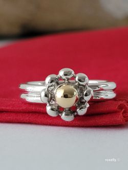 925 18k Sterling Silver and Yellow Gold Flower-Shaped Ring Size 6 Tiffany & Co/ Anillo de Plata Esterlina y Oro Sólido! 👌🎁Post Tags: Anillo de Plata