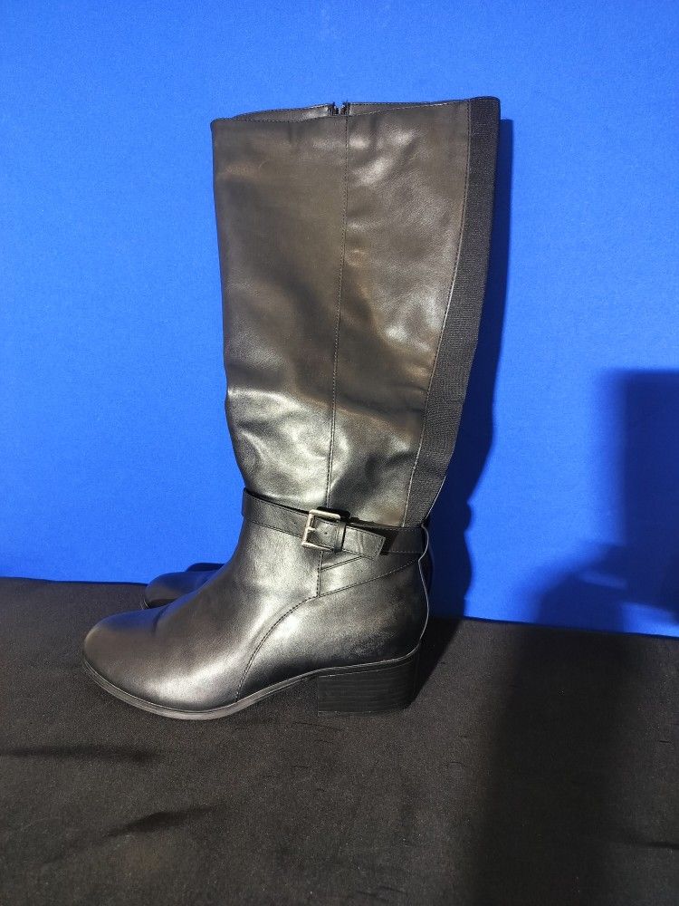 Women's Ascena Black Lane Bryant Wide Knee High Buckle Boots (Size 11W)