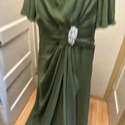 Asymmetrical new green dress with corset back
