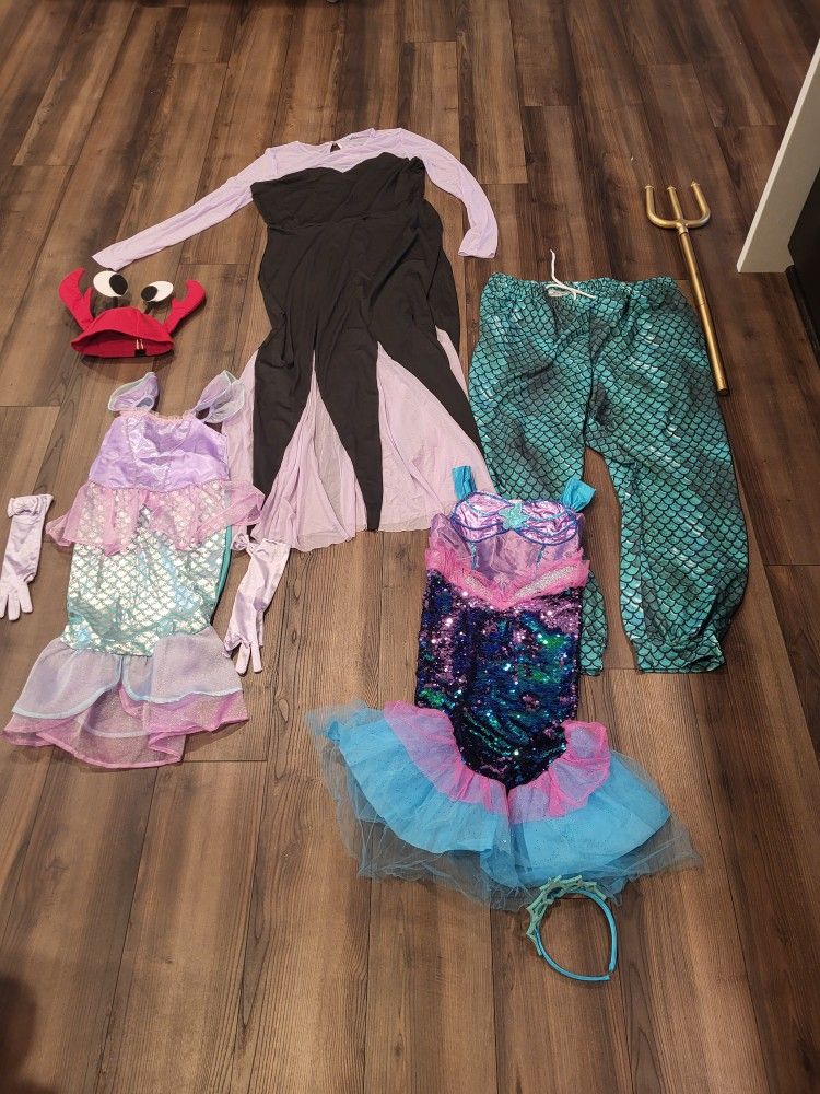 Little Mermaid Family Costme Set - 5 Costumes!! Halloween, Theme Party, Etc.