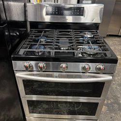 Samsung 30in Gas Stove Doble Oven 5 Burners 6 Months Warranty 