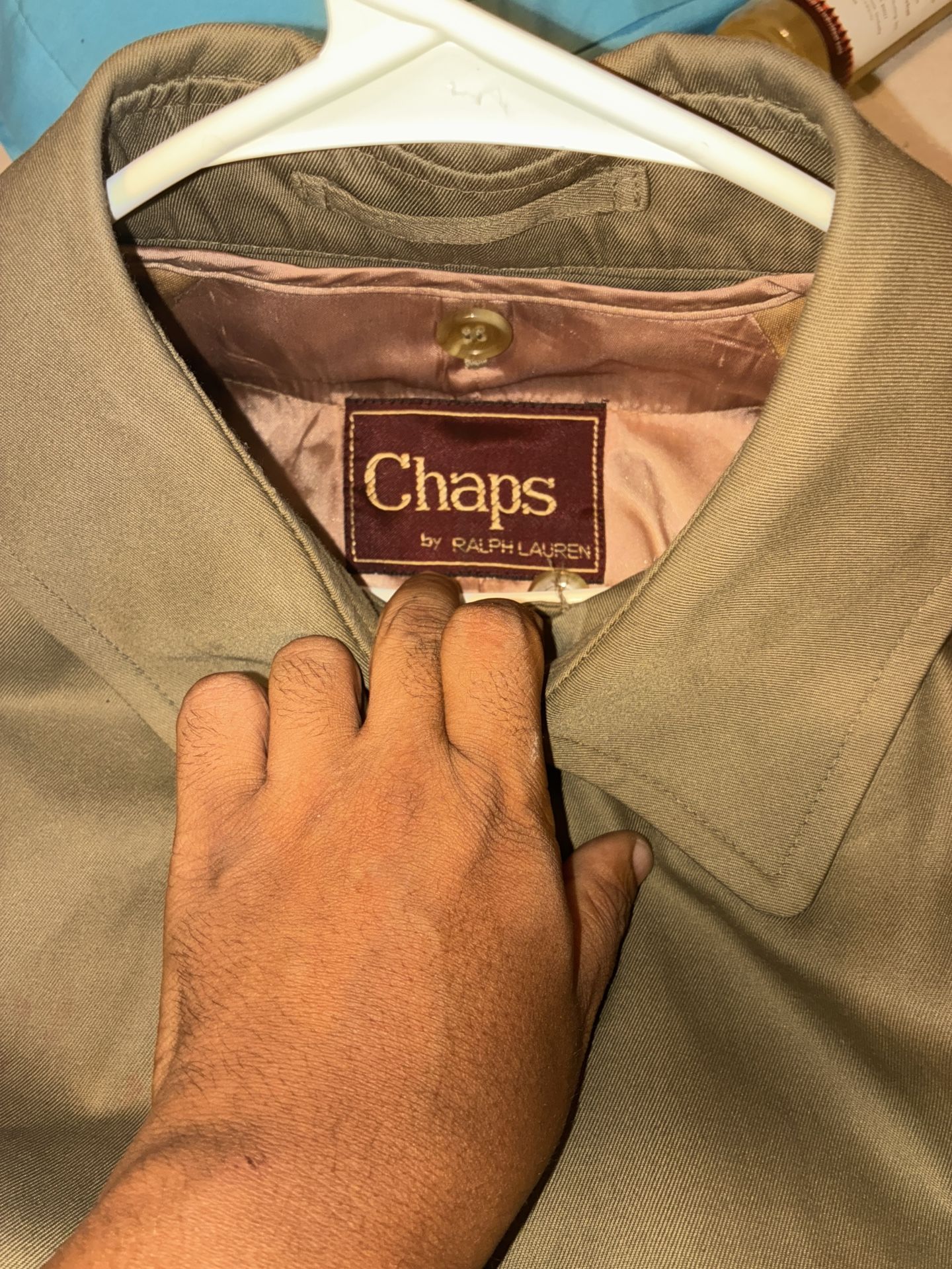 LAUREN RALPH LAUREN Men's M Khaki Tan 100% Cotton Gabardine Trench Coat 46R VTG