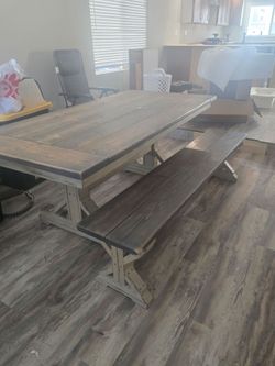 Farmhouse table and bench