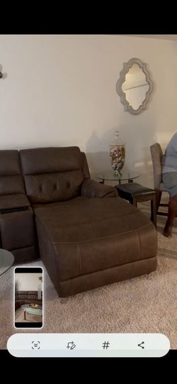 Moving sale Brown Faux Leather Reclining Sectional Sofa