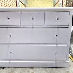   5 Drawer Solid Wood White Dresser 