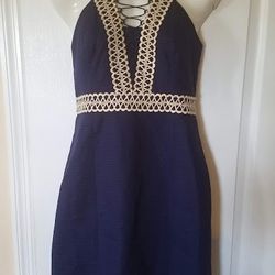 Lilly Pulitzer Navy & Gold Dress 