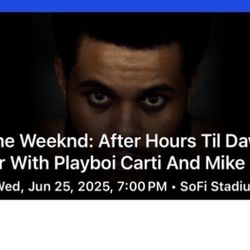 The Weeknd Tickets For Floor E 2, Row 15. Seats 4-7