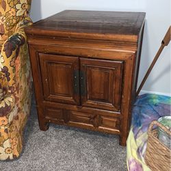 Small Brown Shelved End Table