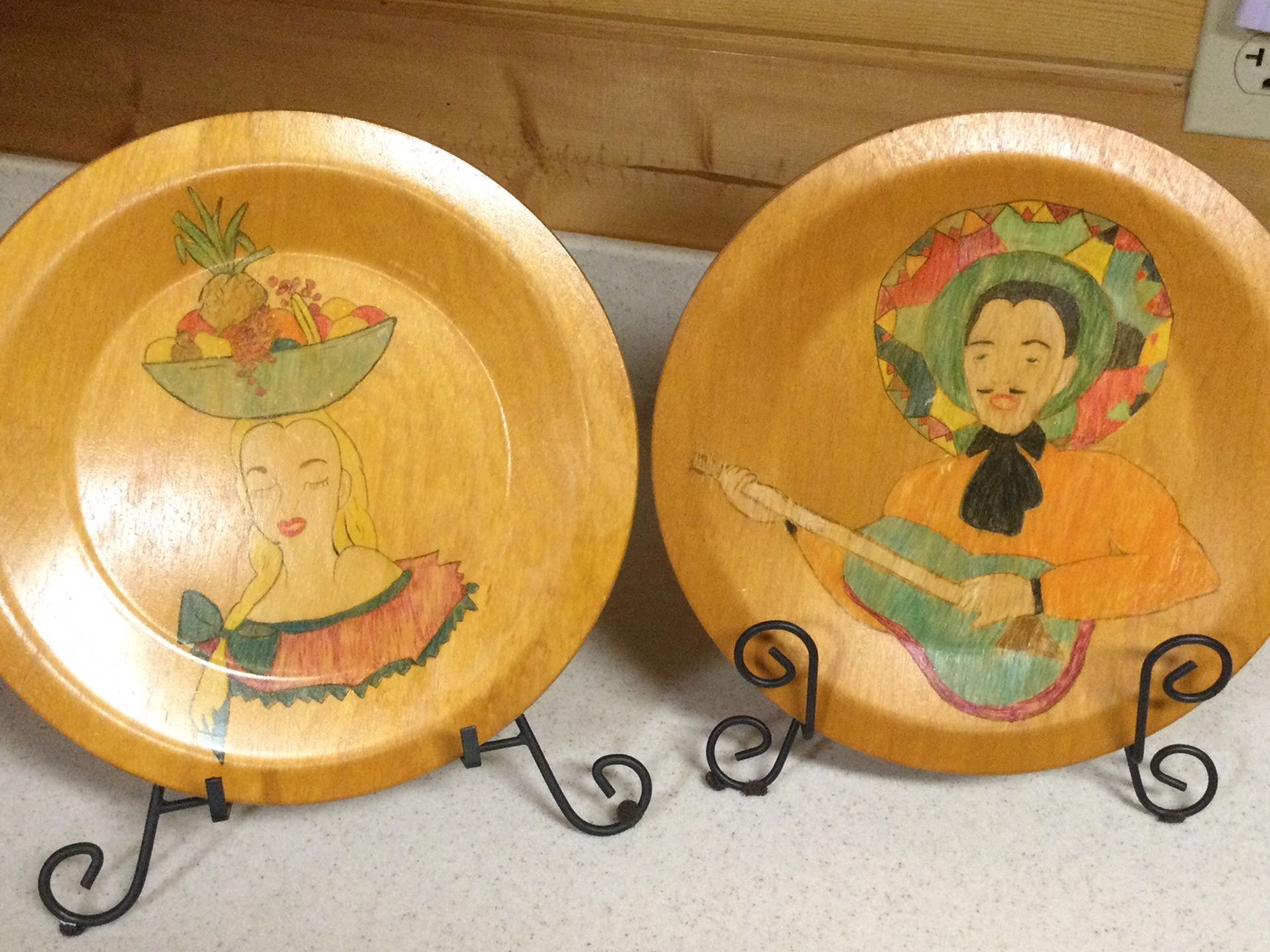 Pair Of Wood Plates