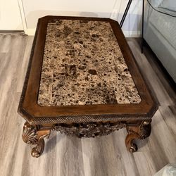 Luxury Ornate Coffee Table With Marble Top