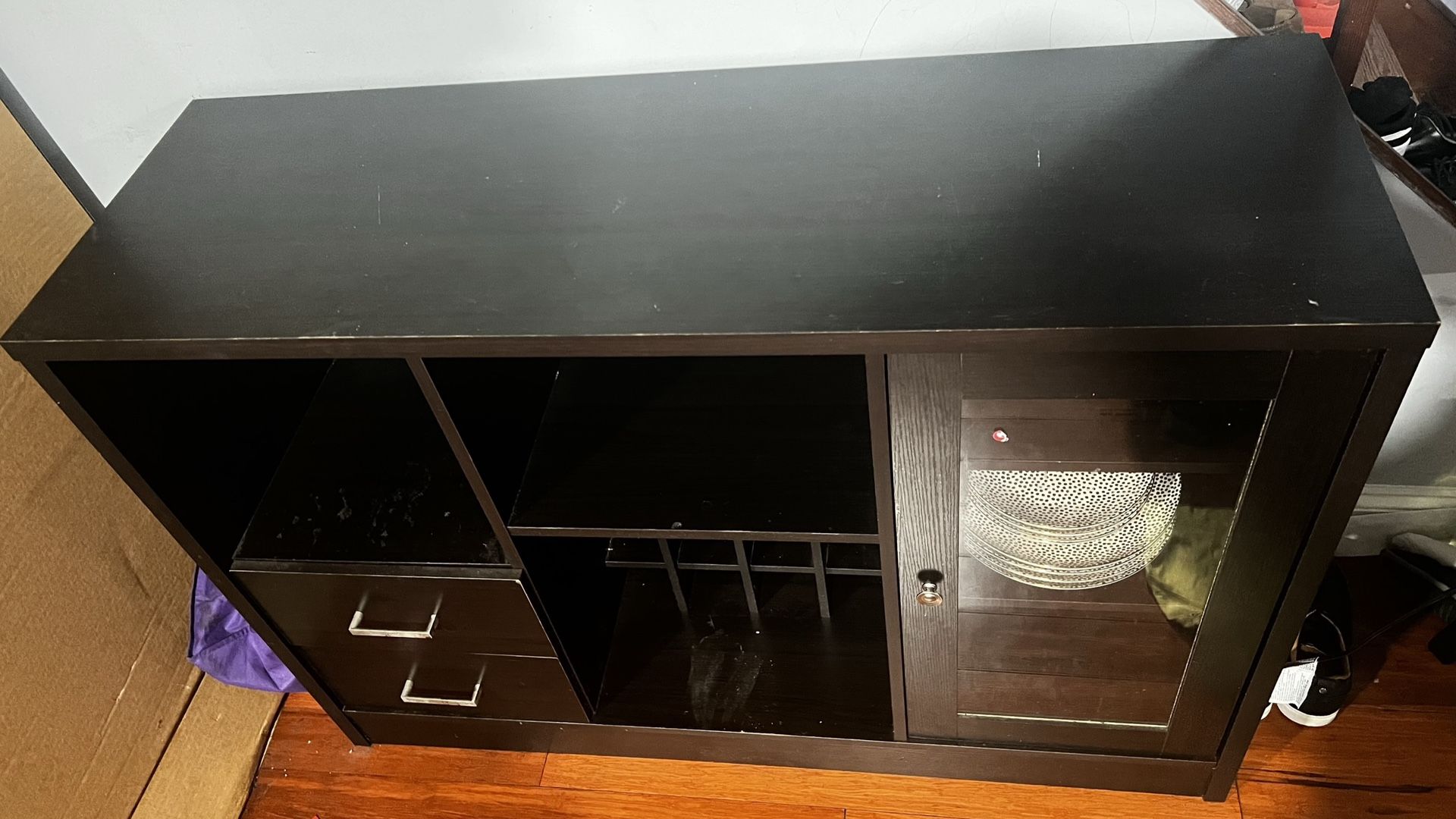 MOVING SALE: Knocbel Contemporary 47in Console Table Buffet Sideboard With Glass Door