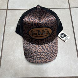 VonDutch Brown Leopard Print Hat  