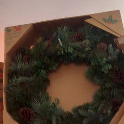 32" Pre-Lit LED Greenery Artificial Wreath $25 each or 2 for $40