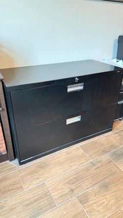 Black 2-Drawer Lateral Metal File Cabinet