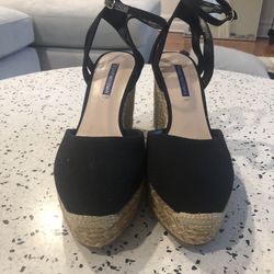 Stuart Weitzman Wedge Espadrilles sandal canvas closed toe black Sz 8 $395 NEW. Shipped with USPS Priority Mail. New with out tag or box. Please se