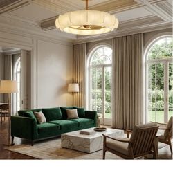 Perimost 30 Inch Electroplated Golden Downrod Mount Luxury Fandelier with Light and Remote Control