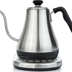 Electric Gooseneck Kettle with Temperature Control – 1L Stainless Steel Kettle w/ Presets