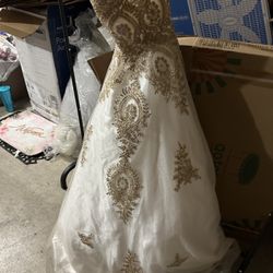 Gold And White Dress