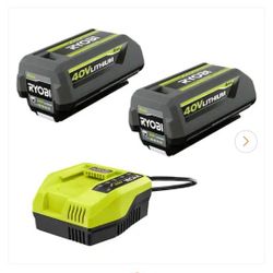 Ryobi 40V, 4ah Battery And Charger Starter Kit