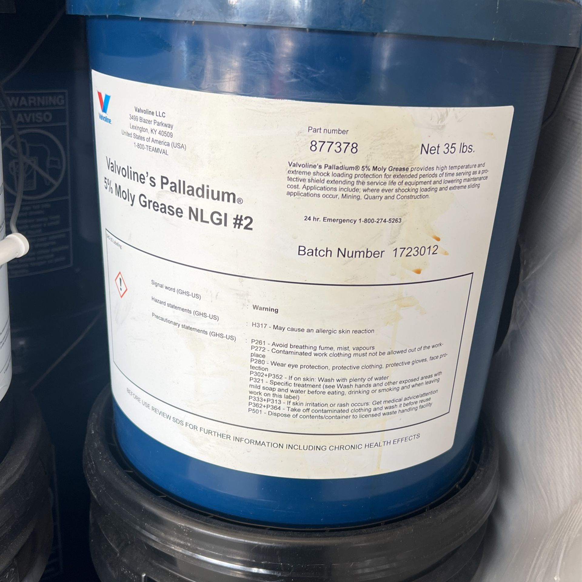Valvoline Palladium 5% Moly Grease NGLI #2 And #1