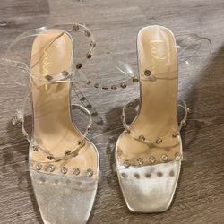 Lulus Diamond Clear Silver Stilettos, Size 8